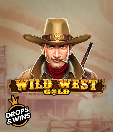 Изображение игрового автомата "Wild West Gold" от Pragmatic Play, изображающее мужчину в шляпе шерифа с ружьем. За его спиной находится деревенская улица на Диком Западе. Идеально подходит для любителей жанра вестерн и вестерн-тематик. Этот слот обещает захватывающие приключения и возможность получения призов.